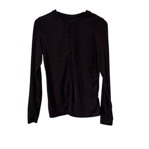 Women's Black Athletic Lightweight Long Sleeve Top with Thumbholes